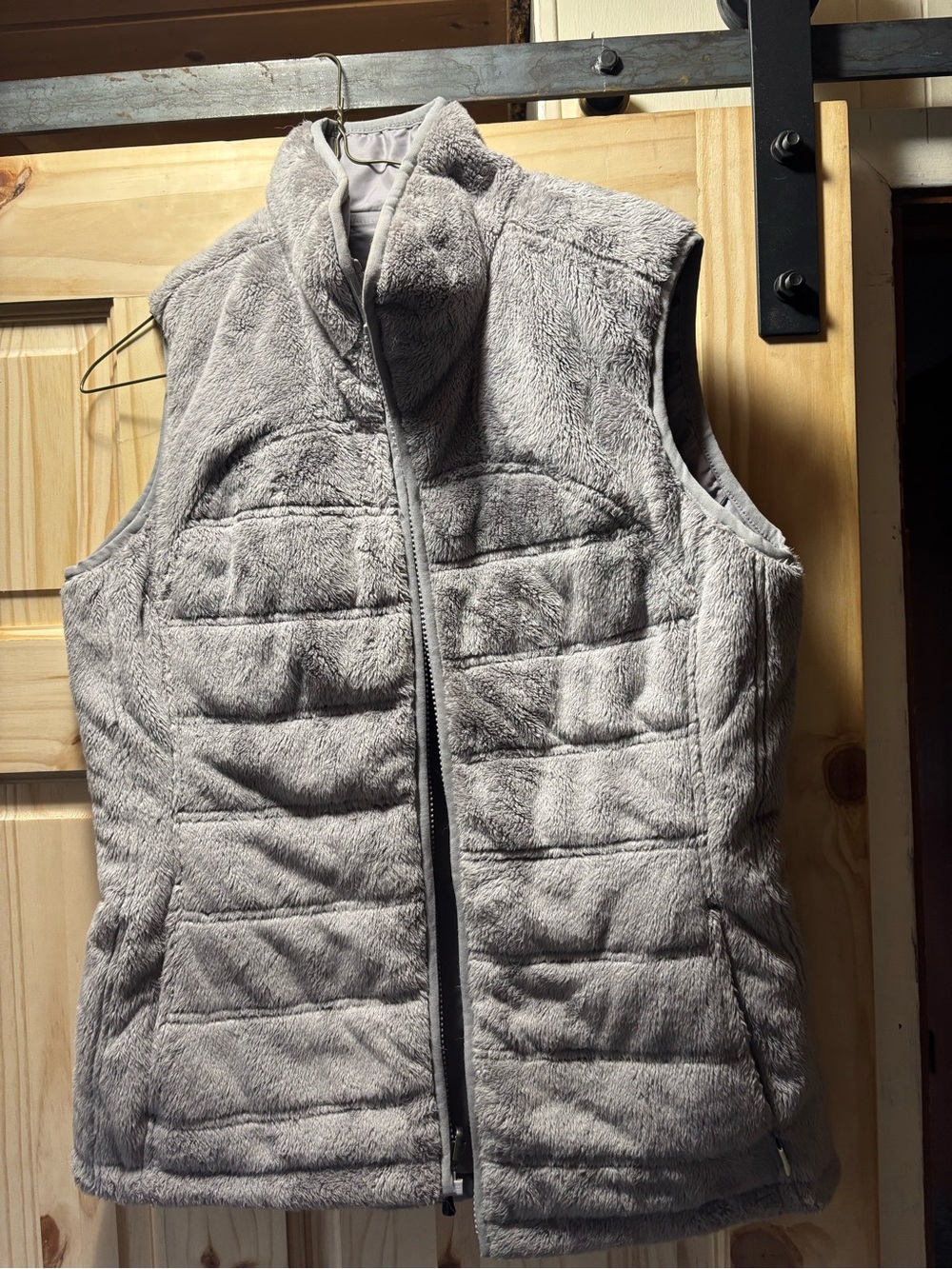 The North Face Light Gray Plush Quilted Vest